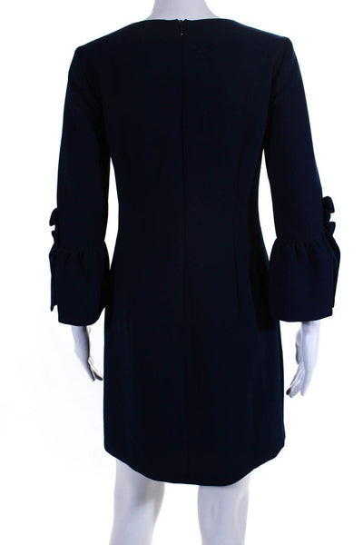 Club Monaco Womens Ruffled Flounce Sleeves Sheath Dress Navy Blue Size 0