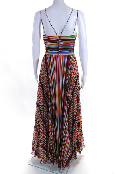 AMUR Womens Keyhole Striped Pleated Chiffon Maxi Dress Multicolor Size 6