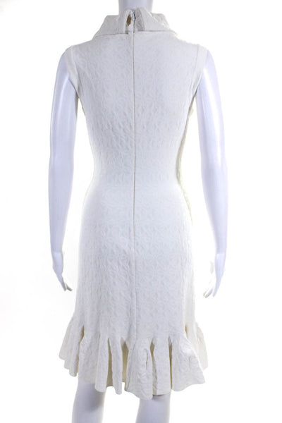 Alaia Womens Knit Jacquard Cowl Neck Fit & Flare Dress White Size FR 38