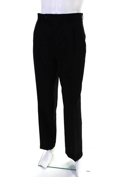 Brooks Brothers Wool Pleated Front Straight Leg Dress Trousers Black Size 38R