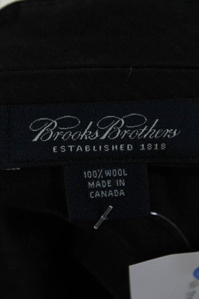 Brooks Brothers Wool Pleated Front Straight Leg Dress Trousers Black Size 38R