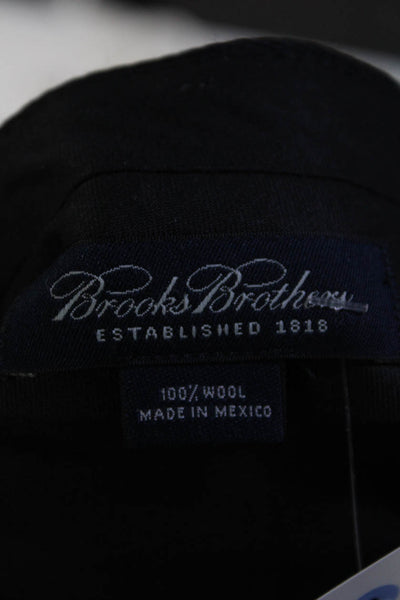 Brooks Brothers Mens Wool Striped Texture Pleated Front Trousers Black Size 37