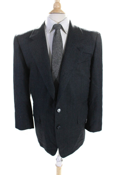 Hickey Freeman Mens Wool Darted Collared Buttoned Blazer Jacket Gray Size EUR42