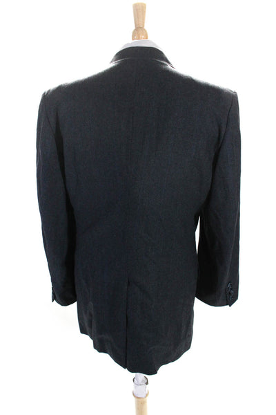 Hickey Freeman Mens Wool Darted Collared Buttoned Blazer Jacket Gray Size EUR42