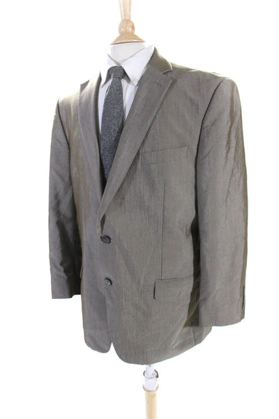 Calvin Klein Mens Darted Striped Print Collared Buttoned Blazer Tan Size EUR44L