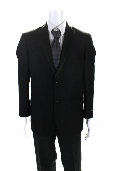 Structure Mens Striped Buttoned Collared Blazer Pants Suit Black Size EUR38S 30