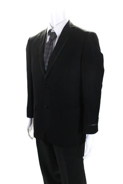 Structure Mens Striped Buttoned Collared Blazer Pants Suit Black Size EUR38S 30