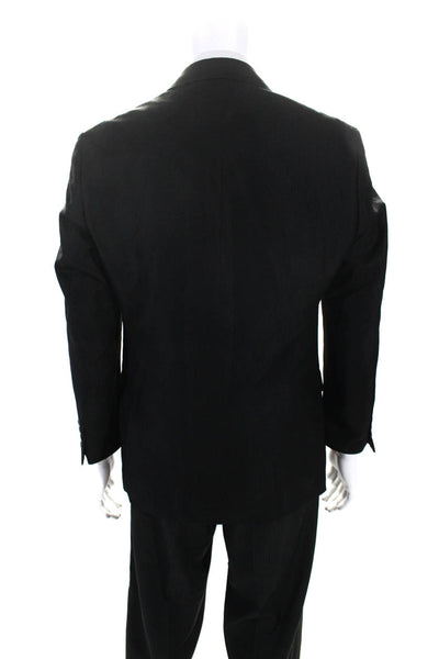 Structure Mens Striped Buttoned Collared Blazer Pants Suit Black Size EUR38S 30