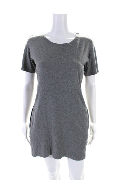 Theory Womens Gray Cotton Crew Neck Pockets Short Sleeve T-Shirt Dress Size P