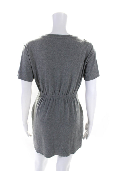 Theory Womens Gray Cotton Crew Neck Pockets Short Sleeve T-Shirt Dress Size P