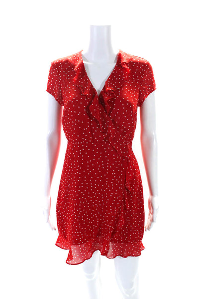 Bardot Womens Red Polka Dot Ruffle Tie Back Sleeveless Shift Dress Size 6/S