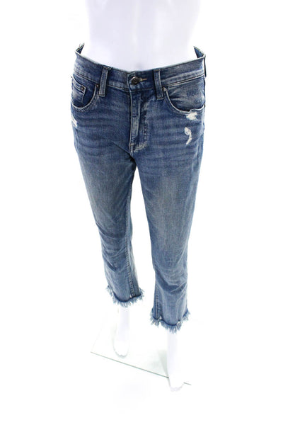 Pistola Womens Medium Washed Frayed Hem Buttoned Straight Jeans Blue SIze EUR26