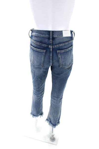 Pistola Womens Medium Washed Frayed Hem Buttoned Straight Jeans Blue SIze EUR26