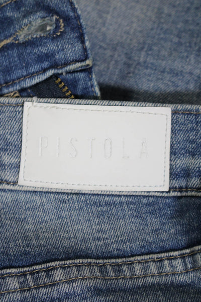 Pistola Womens Medium Washed Frayed Hem Buttoned Straight Jeans Blue SIze EUR26