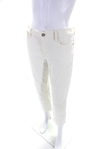 Frame Womens Cotton Le High Straight Buttoned Zipped Pants White Size EUR26