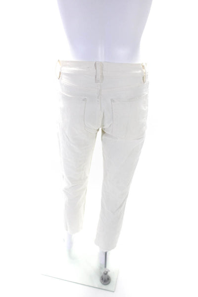 Frame Womens Cotton Le High Straight Buttoned Zipped Pants White Size EUR26