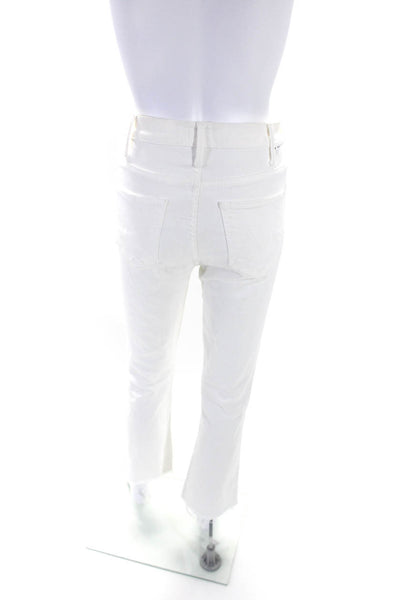 Mother Womens The Hustler Ankle Fray Distress Straight Pants White Size EUR26