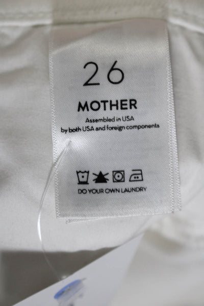 Mother Womens The Hustler Ankle Fray Distress Straight Pants White Size EUR26