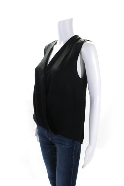 Rag & Bone Womens V-Neck Sleeveless Draped Snap Buttoned Blouse Black Size S