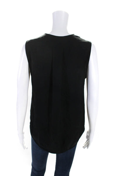 Rag & Bone Womens V-Neck Sleeveless Draped Snap Buttoned Blouse Black Size S