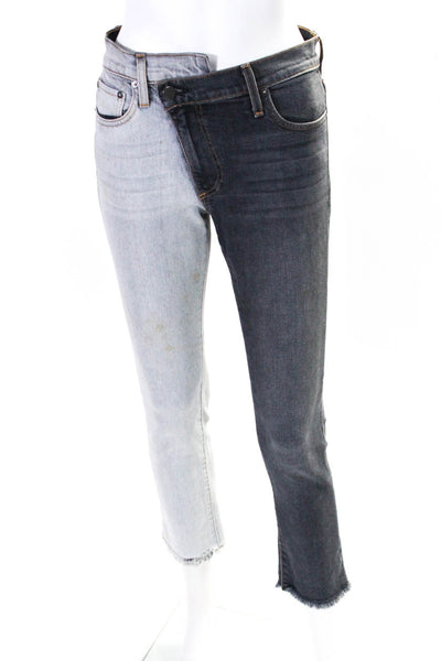 AO.LA Womens Two Tone Gray Color Block Distress High Rise Skinny Jeans Size 25