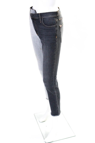 AO.LA Womens Two Tone Gray Color Block Distress High Rise Skinny Jeans Size 25