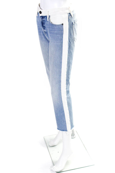 AO.LA Womens Two Tone Gray Color Block Distress High Rise Skinny Jeans Size 25