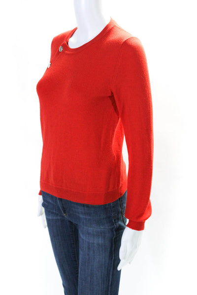 Aquazzura Womens Button Sides Crew Neck Sweater Red Wool Size Extra Small