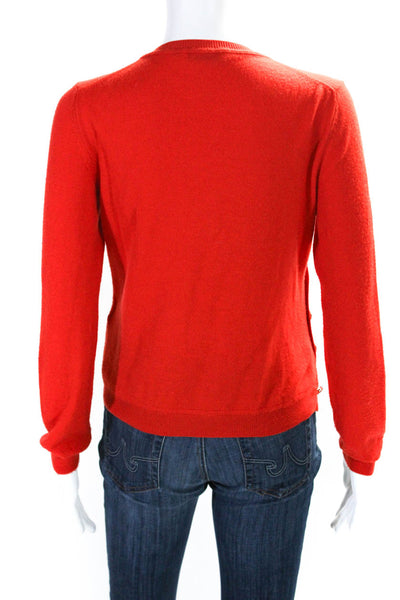 Aquazzura Womens Button Sides Crew Neck Sweater Red Wool Size Extra Small