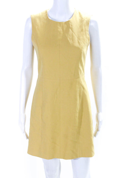 Theory Womens Sleeveless Franita A Line Mini Dress Light Yellow Cotton Size 2