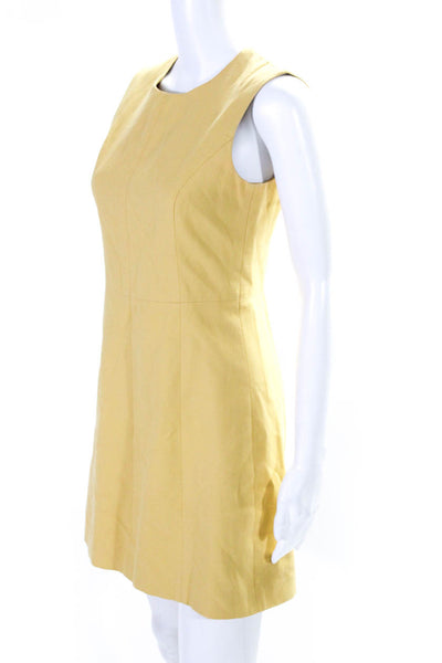 Theory Womens Sleeveless Franita A Line Mini Dress Light Yellow Cotton Size 2