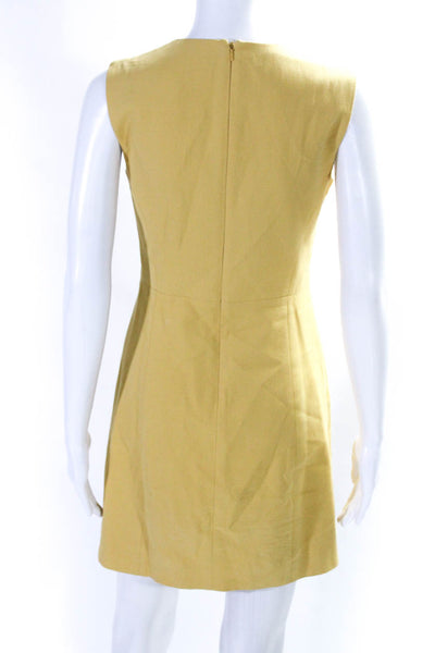 Theory Womens Sleeveless Franita A Line Mini Dress Light Yellow Cotton Size 2