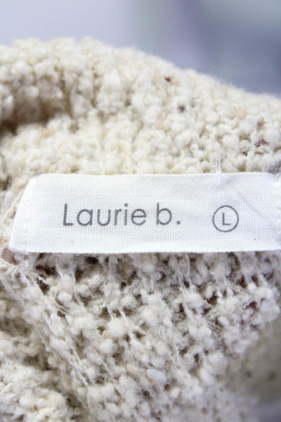 Laurie B Womens Four Button Collared Knit Sweater Coat Beige Wool Size Large