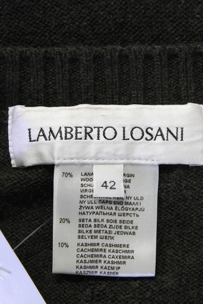 Lamberto Losani Womens Crew Neck Camouflage Sweater Dark Green Size IT 42