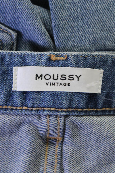 Moussy Womens Cotton Medium Washed Buttoned Zip Skinny Jeans Blue Size EUR26