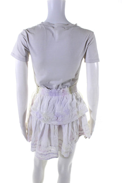 Love Shack Fancy Womens Elastic Waistband Lace Mini Skirt White Size Small