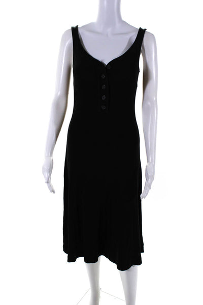 Arket Womens Black Scoop Neck Button Front Sleeveless Tank Dress Size XS