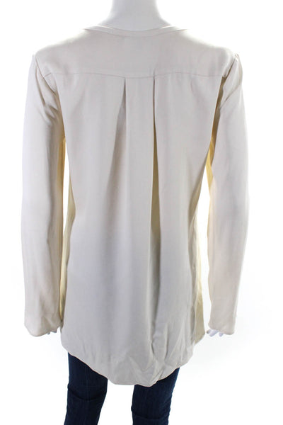 James Perse Womens Round Neck Long Sleeve Pullover Blouse Top Cream Size 1