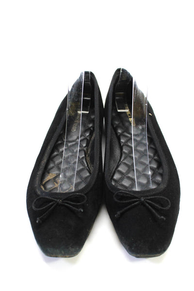 Veronica Beard Womens Suede Bow Tied Square Toe Slip-On Flats Black Size 8