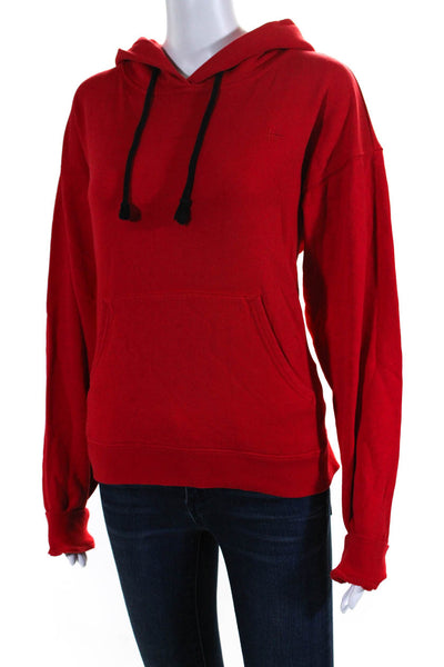 Hudson Womens Pullover Pocket Front Drawstring Hoodie Sweater Red Size Small