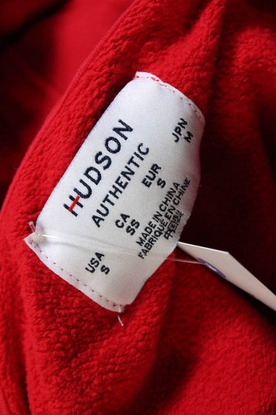 Hudson Womens Pullover Pocket Front Drawstring Hoodie Sweater Red Size Small