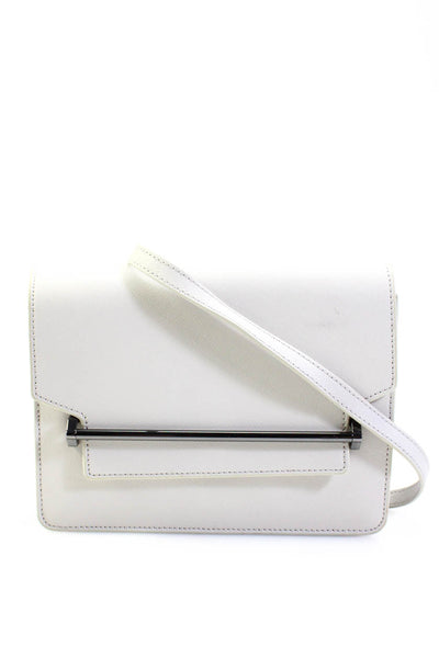 Botkier Womens Adjustable Strap Flap Small Shoulder Handbag Off White Leather