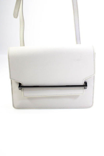 Botkier Womens Adjustable Strap Flap Small Shoulder Handbag Off White Leather