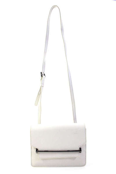 Botkier Womens Adjustable Strap Flap Small Shoulder Handbag Off White Leather