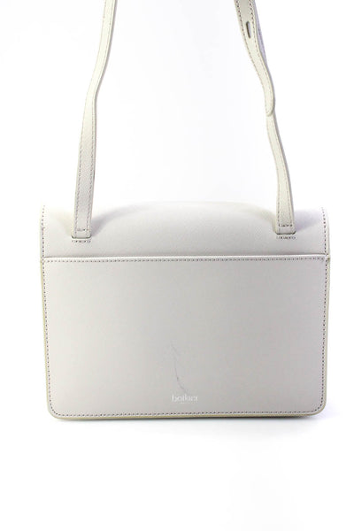 Botkier Womens Adjustable Strap Flap Small Shoulder Handbag Off White Leather