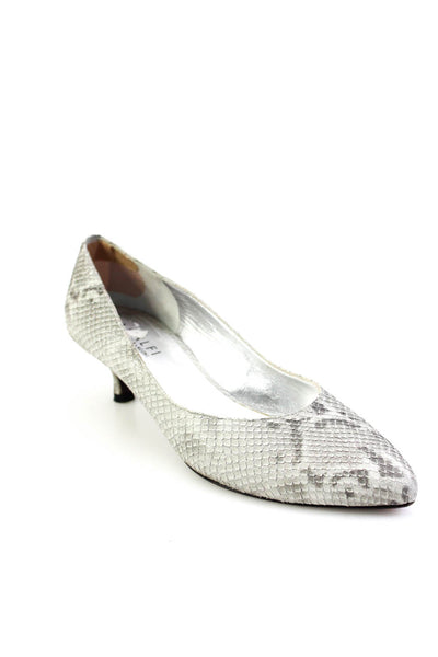 Amalfi by Rangoni Womens Stiletto Metallic Snake Embossed Pumps Gray Size 8N