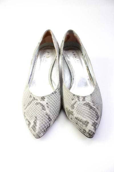 Amalfi by Rangoni Womens Stiletto Metallic Snake Embossed Pumps Gray Size 8N