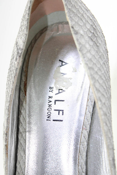 Amalfi by Rangoni Womens Stiletto Metallic Snake Embossed Pumps Gray Size 8N