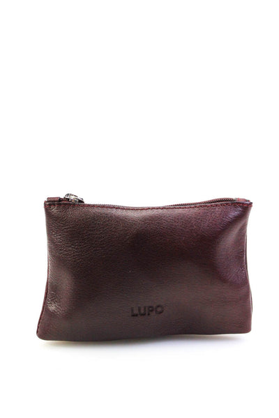 Lupo Womens Small Zip Top Leather Coin Purse Pouch Wallet Burgundy