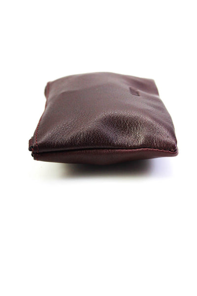 Lupo Womens Small Zip Top Leather Coin Purse Pouch Wallet Burgundy